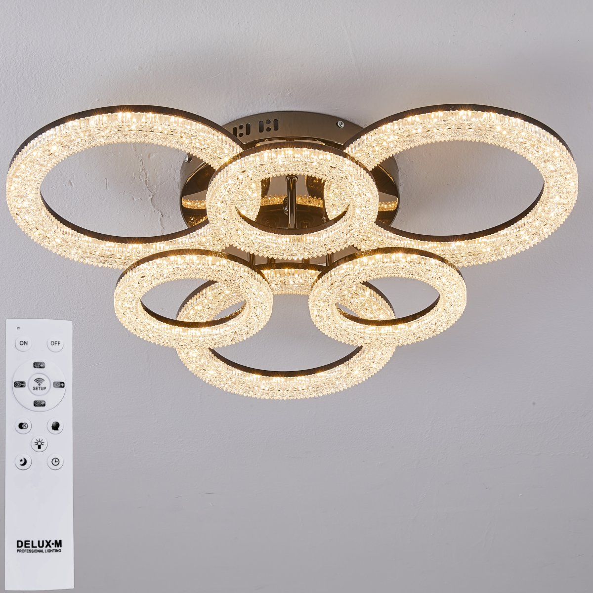 Lampa sufitowa KRYSZTAŁOWA Żyrandol plafon LED SX212-6BK