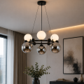 LAMPA WISZĄCA SUFITOWA ŻYRANDOL KULE czarna NOWOCZESNA K-6-340BK