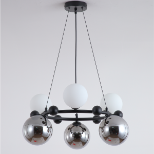 LAMPA WISZĄCA SUFITOWA ŻYRANDOL KULE czarna NOWOCZESNA K-6-340BK