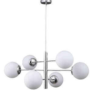 Lampa sufitowa ŻYRANDOL kule srebrna K-6-318CH